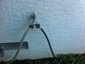 I had no idea you could even put a splitter on a hose.  My dad knows so many tricks!